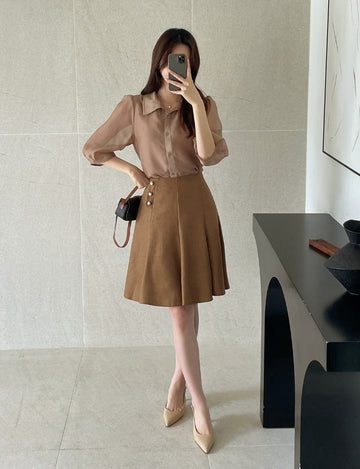 Julia Tweed Pearl Flare Mini Skirt